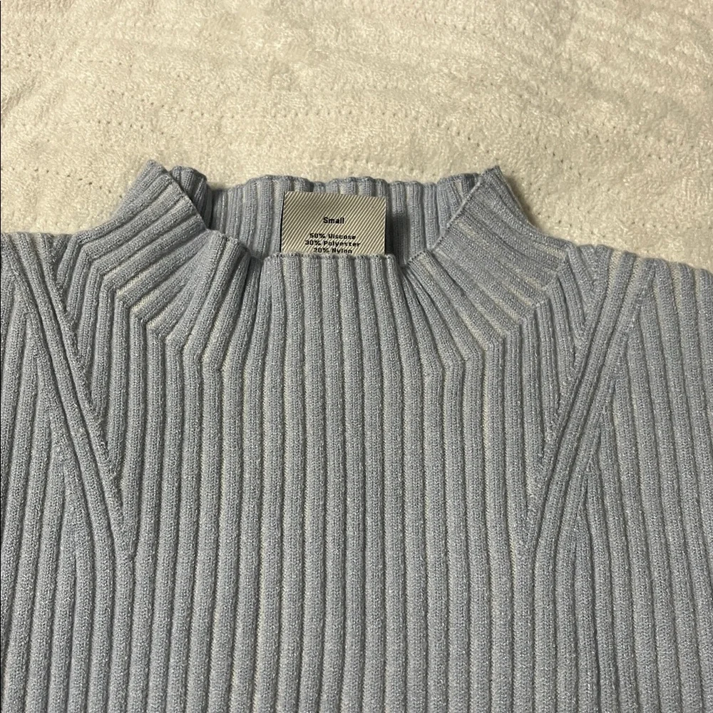 Light Blue Ribbed Sweater - Picture 3 of 6